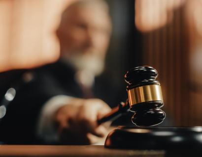 A judge brings down a gavel.